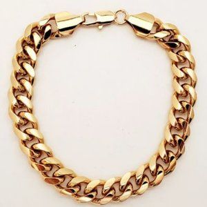 Goldfathers Jewelry.  24K Gold Layered 8" Medium Open Curb Bracelet.  UNISEX.